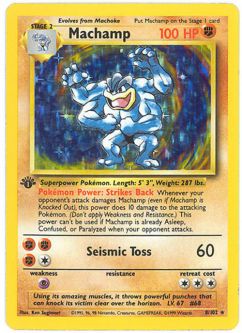 Pokemon Card - Base 8/102 - MACHAMP (holo-foil) *1st Edition*