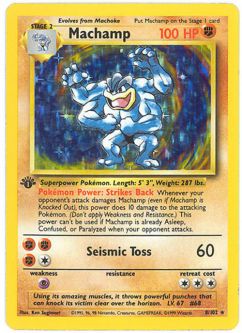 Pokemon Card - Base 8/102 - MACHAMP (holo-foil) **1st Edition**