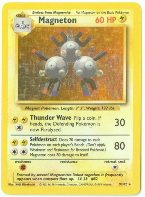Pokemon Card - Base 9/102 - MAGNETON (holo-foil)