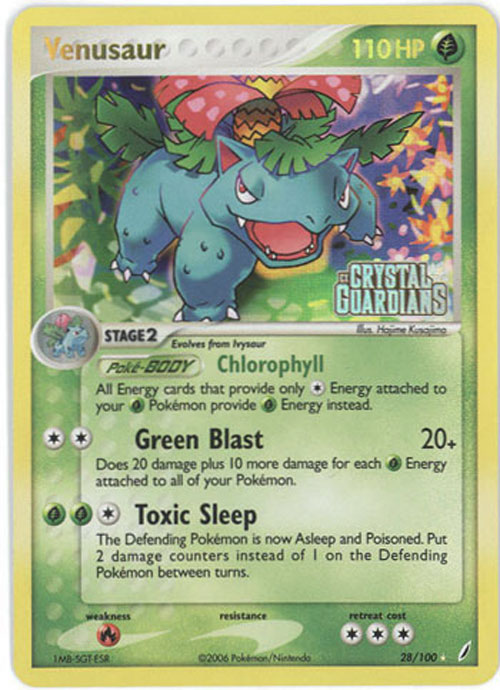 Pokemon Card - Crystal Guardians 28/100 - VENUSAUR (reverse holo)