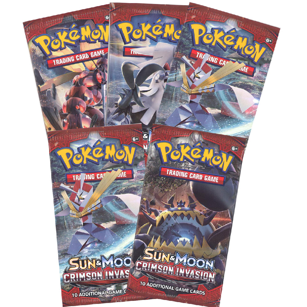 Pokemon Cards - Sun & Moon Crimson Invasion - Booster Packs (5 Pack Lot)