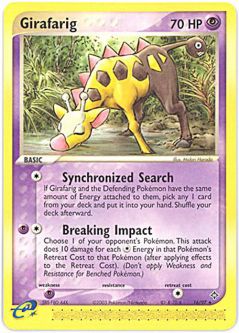 Pokemon Card - Dragon 16/97 - GIRAFARIG (rare)