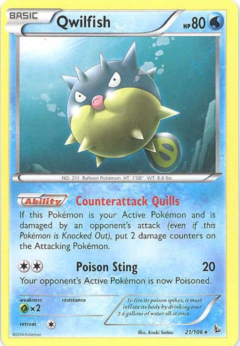 Pokemon Card XY Flashfire 21 106 QWILFISH rare