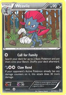 Pokemon Card - XY Flashfire 52/106 - WEAVILE (rare)