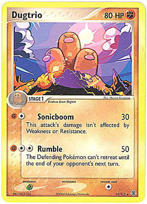 Pokemon Card - Fire Red & Leaf Green 22/112 - DUGTRIO (rare)