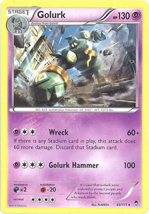 Pokemon Card - XY: Furious Fists 43/111 - GOLURK (rare): BBToyStore.com -  Toys, Plush, Trading Cards, Action Figures & Games online retail store shop  sale