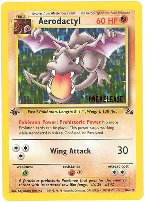 Pokemon Card - PreRelease Promo #1/62 - AERODACTYL (holo-foil)