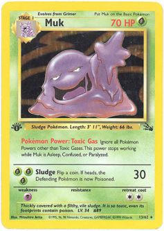 Pokemon Card - Fossil 13/62 - MUK (holo-foil) **1st Edition**