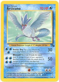 Pokemon Card - Fossil 17/62 - ARTICUNO (rare)