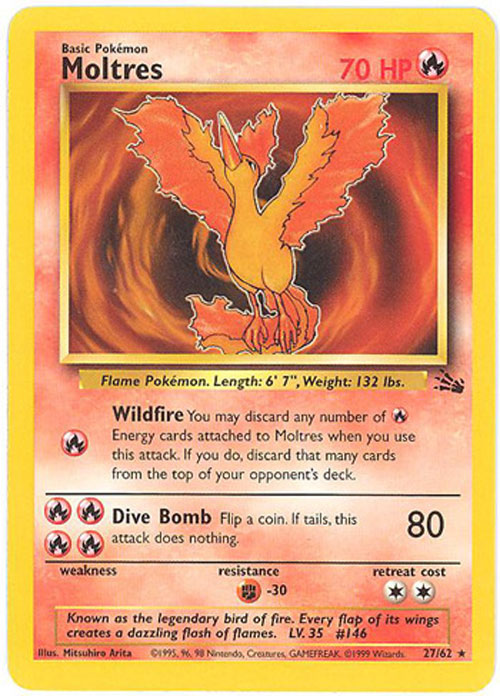 Pokemon Card - Fossil 27/62 - MOLTRES (rare): BBToyStore ...