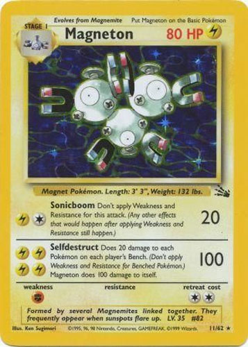 Pokemon Card - Fossil 11/62 - MAGNETON (holo-foil) *Played*