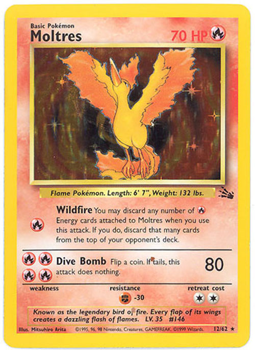 Pokemon Card - Fossil 12/62 - MOLTRES (holo-foil)