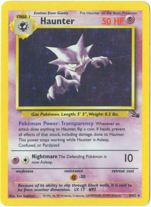 Pokemon Card - Fossil 6/62 - HAUNTER (holo-foil) *Played*