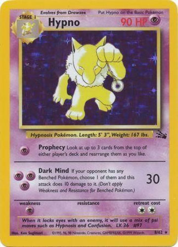 Pokemon Card - Fossil 8/62 - HYPNO (holo-foil)