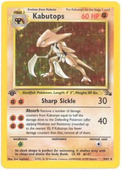 Pokemon Card - Fossil 9/62 - KABUTOPS (holo-foil) **1st Edition**