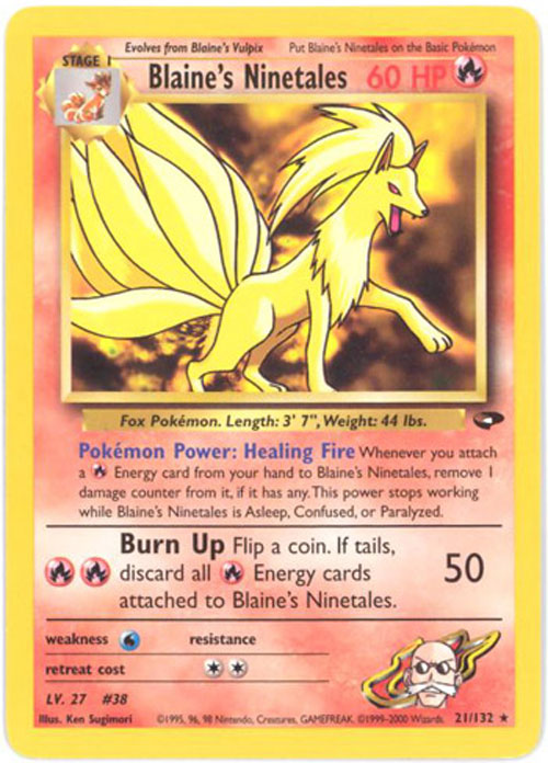 Pokemon Card - Gym Challenge 21/132 - BLAINE'S NINETALES (rare)