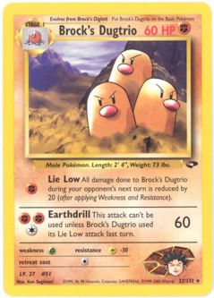 Pokemon Card - Gym Challenge 22/132 - BROCK'S DUGTRIO (rare)