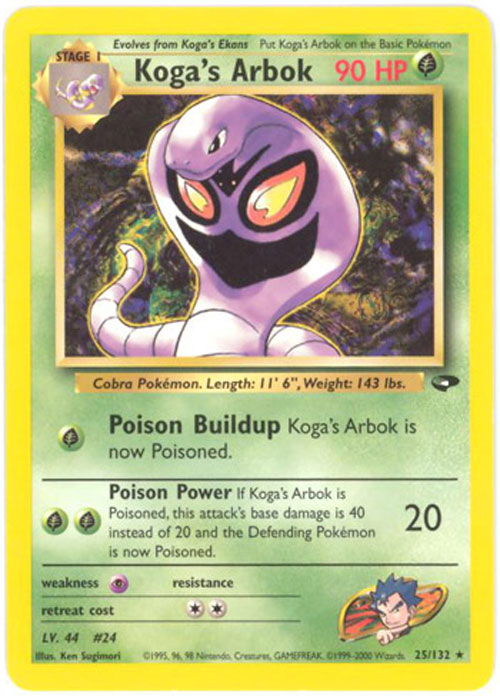 Pokemon Card - Gym Challenge 25/132 - KOGA'S ARBOK (rare)