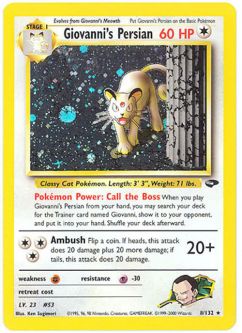 Pokemon Card - Gym Challenge 8/132 - GIOVANNI'S PERSIAN (holo-foil)