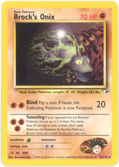 Pokemon Card - Gym Heroes 21/132 - BROCK'S ONIX (rare) *Played*