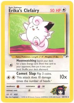Pokemon Card - Gym Heroes 25/132 - ERIKA'S CLEFAIRY (rare) *Played*
