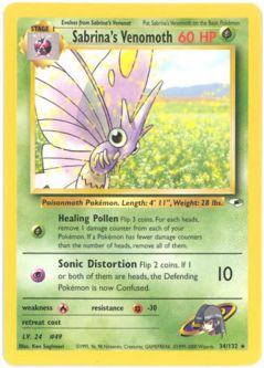 Pokemon Card - Gym Heroes 34/132 - SABRINA'S VENOMOTH (rare)