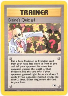 Pokemon Card - Gym Heroes 97/132 - BLAINE'S QUIZ #1 (rare)