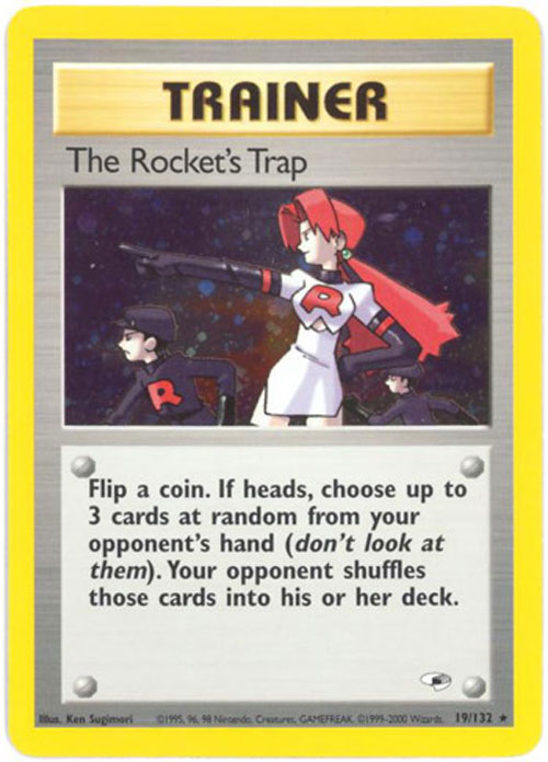 Pokemon Card - Gym Heroes 19/132 - THE ROCKET'S TRAP (holo-foil)