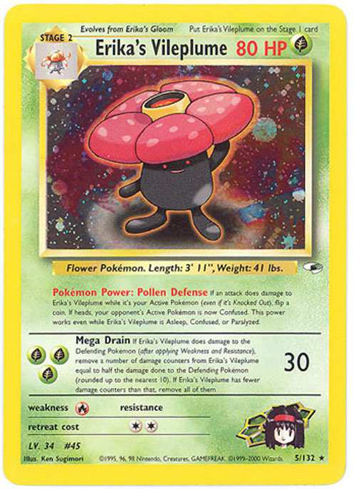Pokemon Card - Gym Heroes 5/132 - ERIKA'S VILEPLUME (holo-foil)