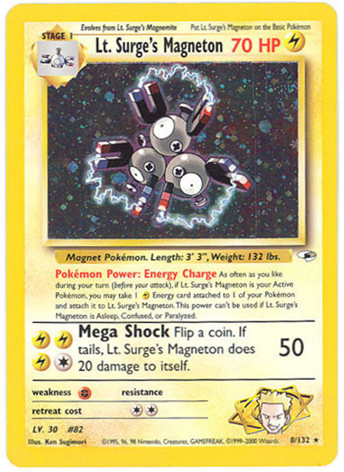 Pokemon Card - Gym Heroes 8/132 - LT. SURGE'S MAGNETON (holo-foil)