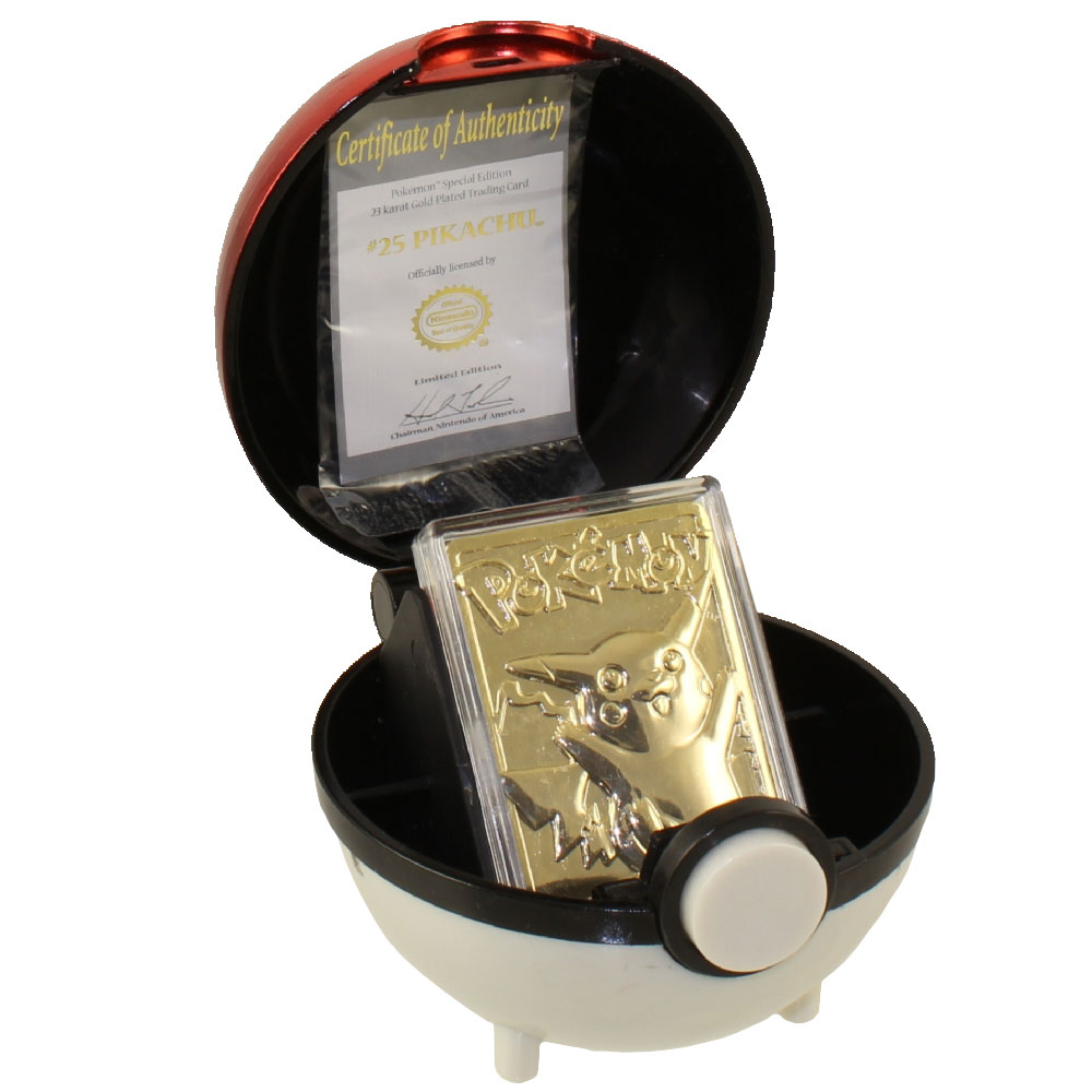 Pokemon Toys - Burger King Gold-Plated Trading Card - PIKACHU #025 (Pokeball & Gold Card - Loose)