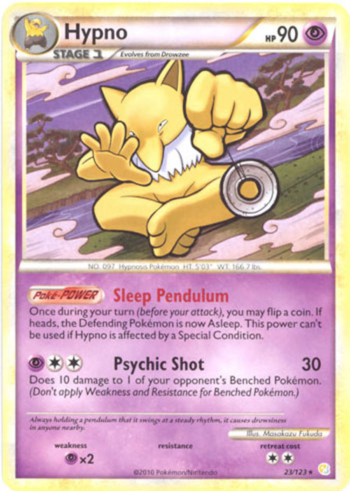 Pokemon Card - Heart Gold Soul Silver 23/123 - HYPNO (rare ...