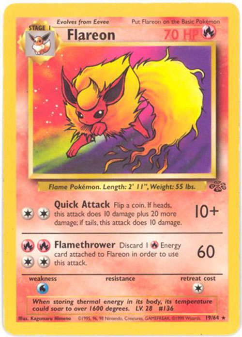 Pokemon Card - Jungle 19/64 - FLAREON (rare)