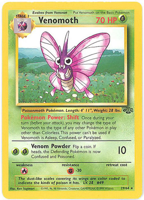 Pokemon Card - Jungle 29/64 - VENOMOTH (rare)