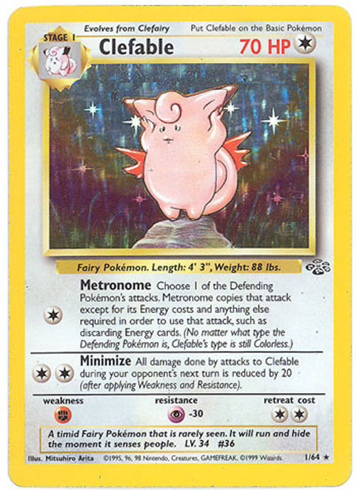 Pokemon Card - Jungle 1/64 - CLEFABLE (holo-foil)