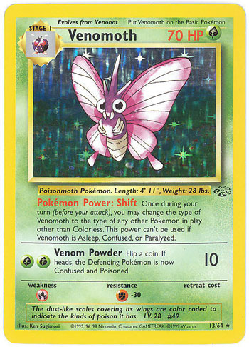 Pokemon Card - Jungle 13/64 - VENOMOTH (holo-foil)