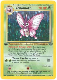 Pokemon Card - Jungle 13/64 - VENOMOTH (holo-foil) *1st Edition* *Played*