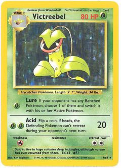Pokemon Card - Jungle 14/64 - VICTREEBEL (holo-foil) **ERROR No Symbol** *Played*