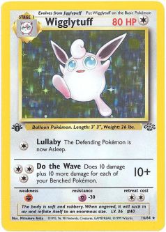 Pokemon Card - Jungle 16/64 - WIGGLYTUFF (holo-foil) *1st Edition* *Played*