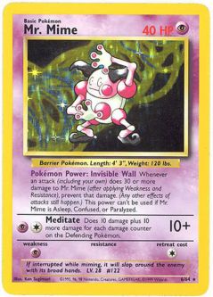 Pokemon Card - Jungle 6/64 - MR. MIME (holo-foil) *ERROR No Symbol* *Played*