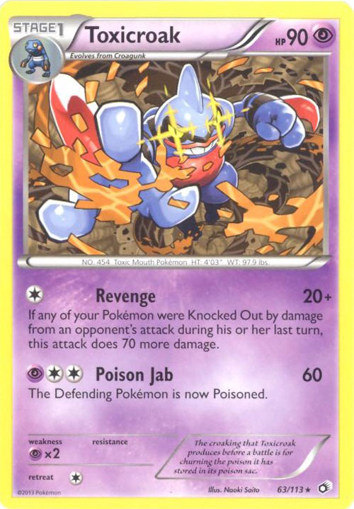 Pokemon Card - B&W: Legendary Treasures 63/113 - TOXICROAK (rare): BBToyStore.com - Toys, Plush, Trading Cards, Action Figures & Games online retail store shop sale Pokemon Card - B&W: Legendary Treasures 63/113 - TOXICROAK (rare): BBToyStore.com - Toys, Plush, Trading Cards, Action Figures & Games online retail store shop sale