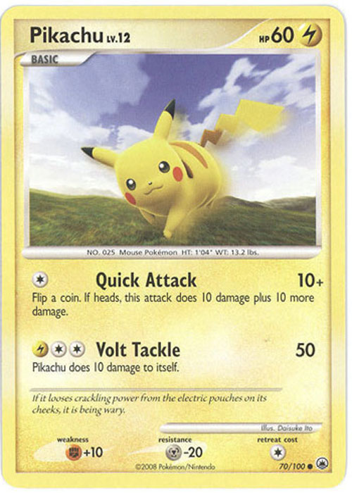Pokemon Card - D&P: Majestic Dawn 70/100 - PIKACHU Lv.12 (common)