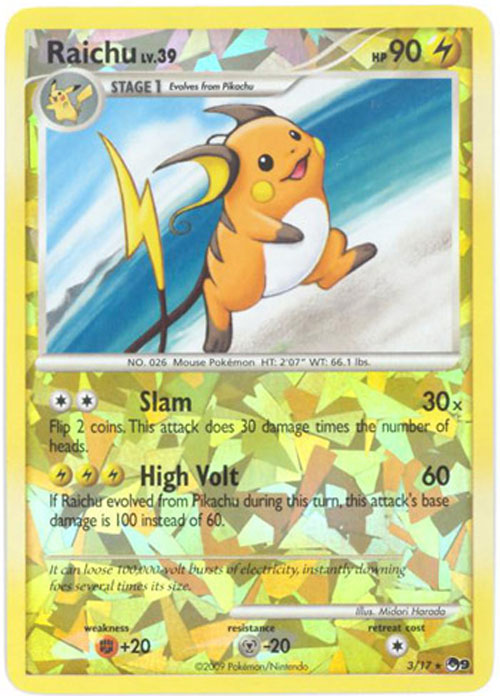Pokemon Card - POP #9 Promo 3/17 - RAICHU (holo-foil)
