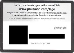 Pokemon Card Promo - 3-Pack Litten Blister Pack - CODE CARD