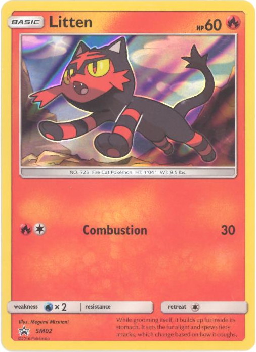Pokemon Card Promo #SM02 - LITTEN (holo-foil)