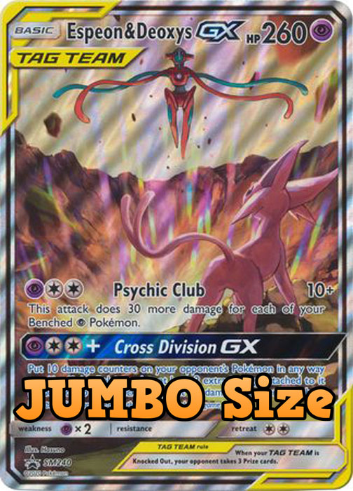 Pokemon Card Promo #SM240 - ESPEON & DEOXYS GX (holo-foil)(JUMBO Oversize - 8 inch)