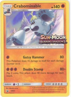 Pokemon Card Promo #SM47 - CRABOMINABLE (Burning Shadows)(pre-release holo-foil)