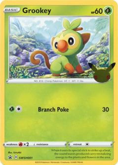Pokemon Card - Sword & Shield Promo SWSH001 - GROOKEY (JUMBO Size - 8 inch)