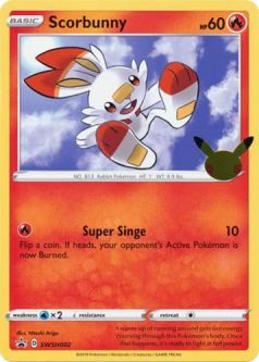 Pokemon Card - Sword & Shield Promo SWSH002 - SCORBUNNY (JUMBO Size - 8 inch)