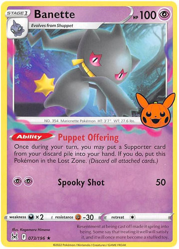 Pokemon Card - Trick or Trade BOOster Promo 073/196 - BANETTE (rare):  BBToyStore.com - Toys, Plush, Trading Cards, Action Figures & Games online  retail store shop sale